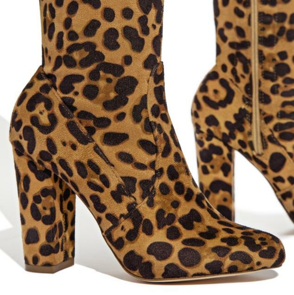 Isabella Leopard Print Thigh High Boots - Picture 4 of 6